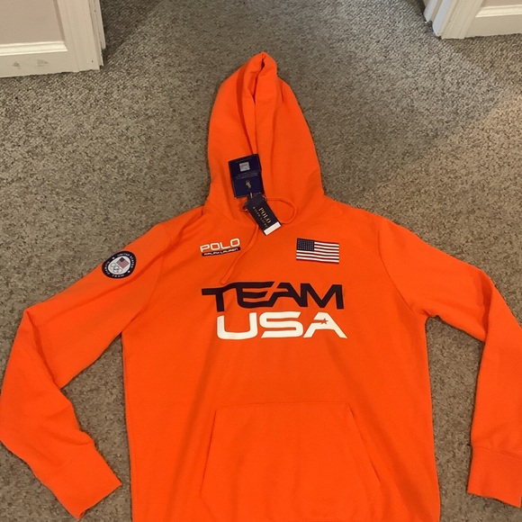 NWT Polo by Ralph Lauren Orange 2016 US Olympic Team hooded sweatshirt Team USA - Picture 2 of 7